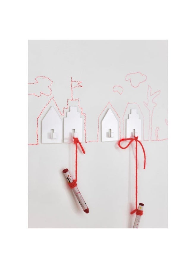 أيكيا عبوة من قطعتين خطافات لاصقة على شكل منزل لتعليق المناشف، أدوات المطبخ، المفاتيح، الحقائب، والاكسسوارات الخفيفة، سهلة التركيب بدون حفر، يمكن تخصيصها للكتابة أو الزخرفة، مناسبة لتنظيم الحمام والمطبخ والمنزل، مصنوعة من فولاذ متين مع طلاء بودري، لاصقة قوية -أبيض - Image 5